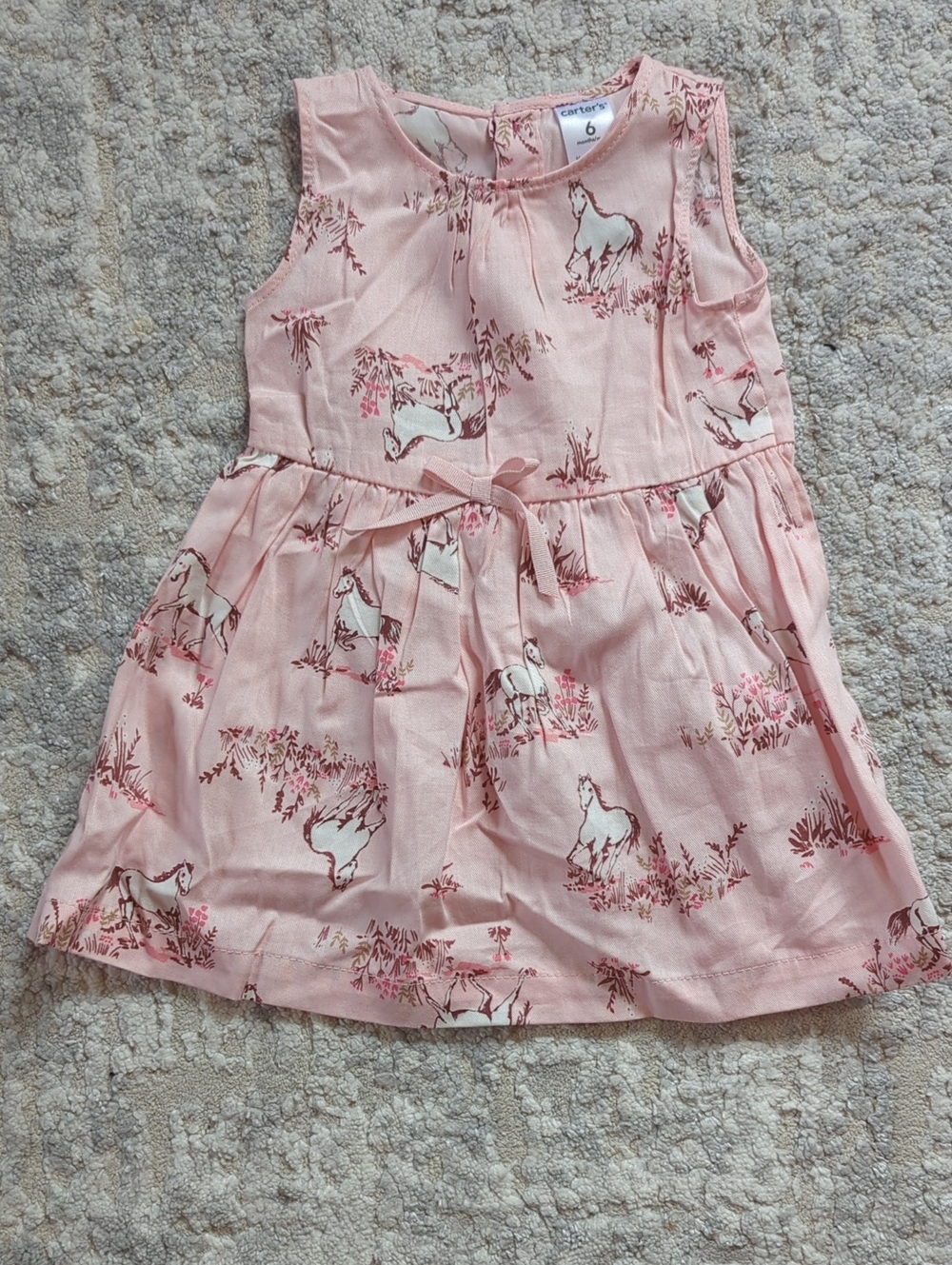 Carter's Pink Sleeveless Horse-Print Day Dress Size 6 Months